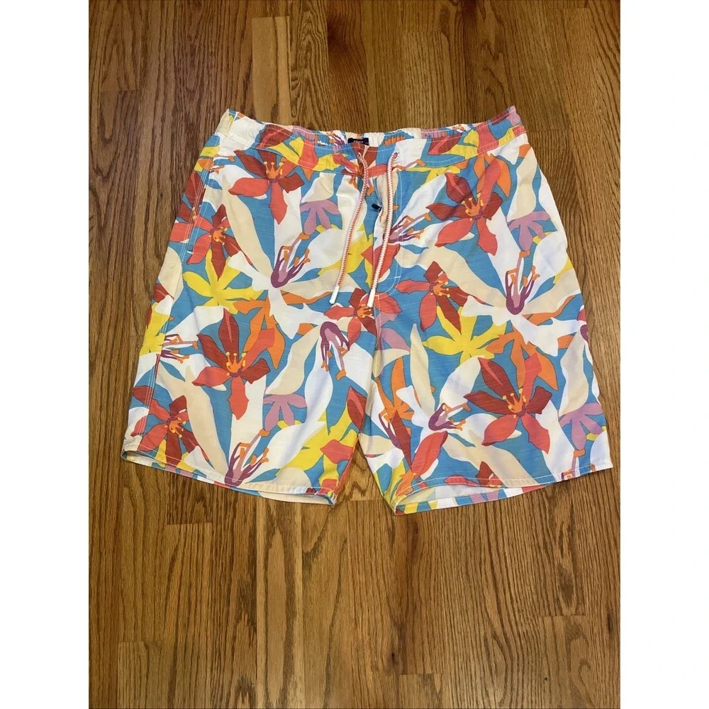 Johnnie O Men's Swim Trunks Multicolored All Over Floral Print Size XL